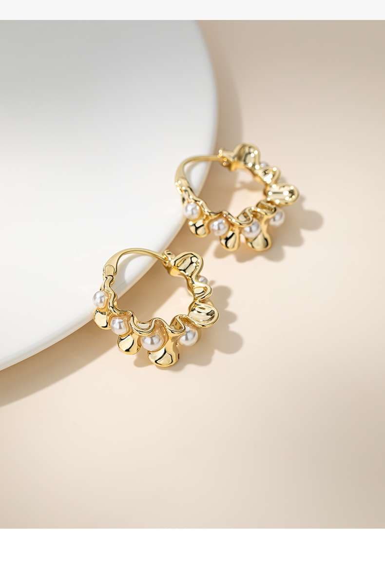 フープ ピアス うねりパール フープピアス