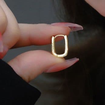 フープ ピアス 長方形 すっきり ミニマル フープ ピアス