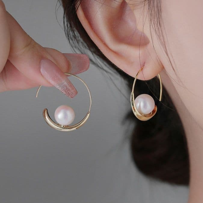 フープ ピアス フープ ピアス 月光の雫 パール輪ピアス