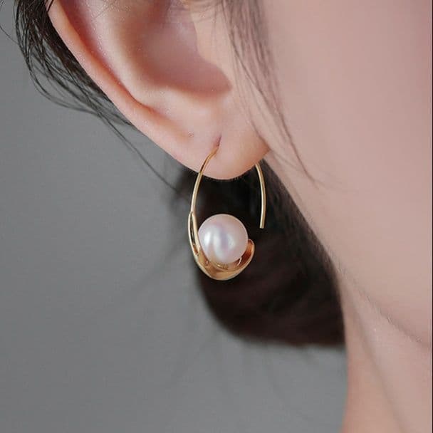 フープ ピアス フープ ピアス 月光の雫 パール輪ピアス