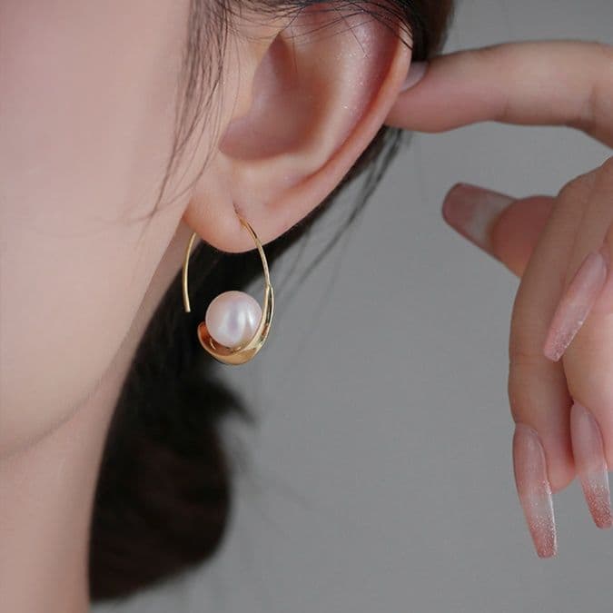フープ ピアス フープ ピアス 月光の雫 パール輪ピアス