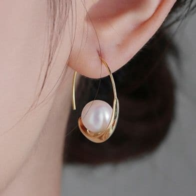フープ ピアス フープ ピアス 月光の雫 パール輪ピアス