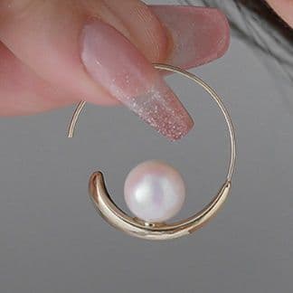 フープ ピアス フープ ピアス 月光の雫 パール輪ピアス