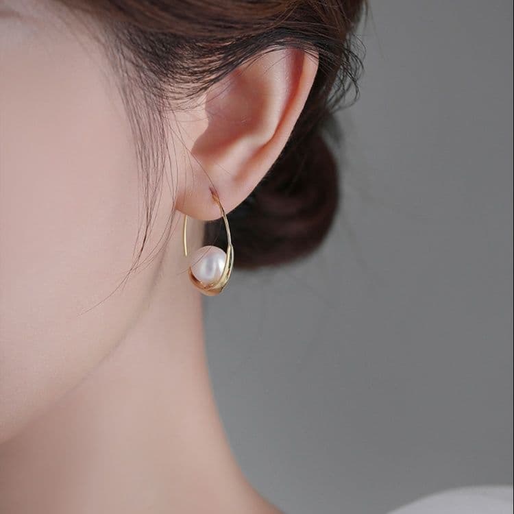 フープ ピアス フープ ピアス 月光の雫 パール輪ピアス