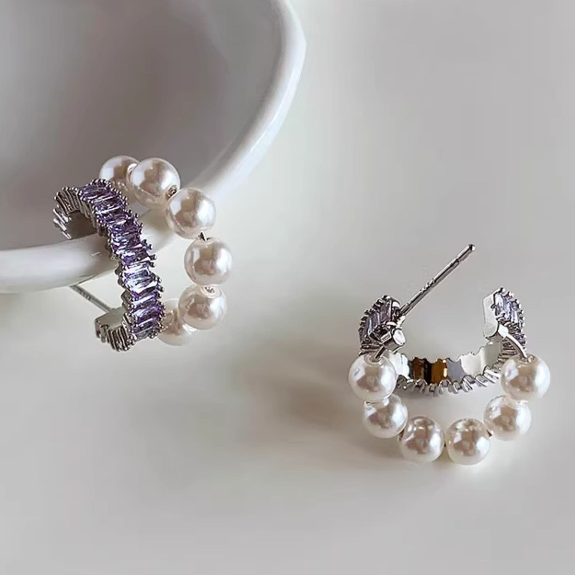 フープ ピアス フープ ピアス 優美な輝き 真珠フープピアス