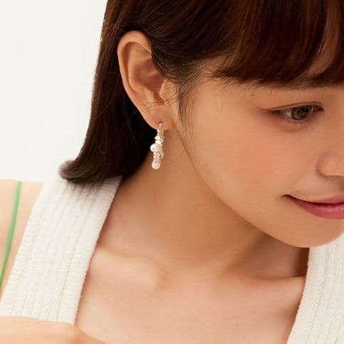 フープ ピアス フープ ピアス 真珠の輝き 立体フープ
