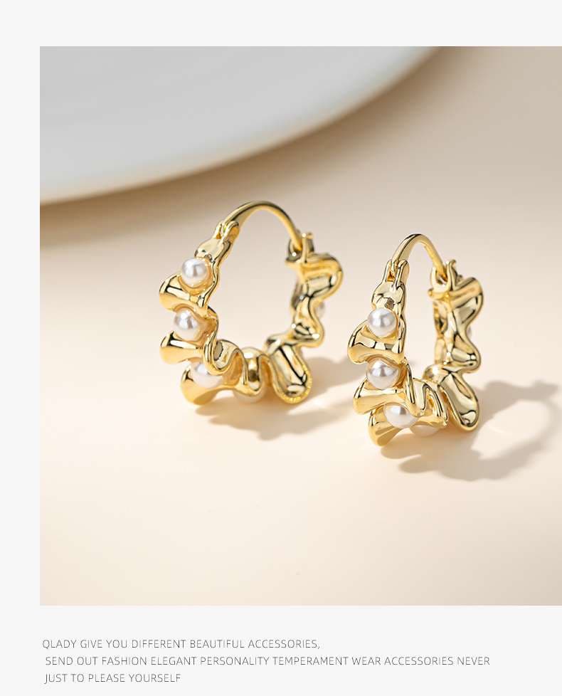 フープ ピアス うねりパール フープピアス