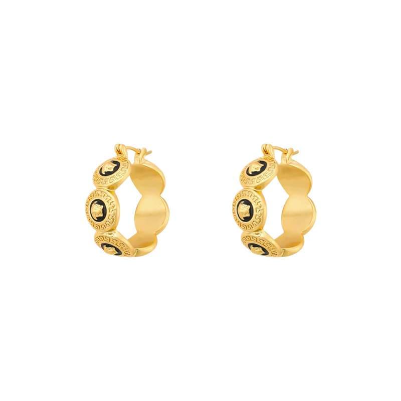 フープ ピアス メダル調フープピアス