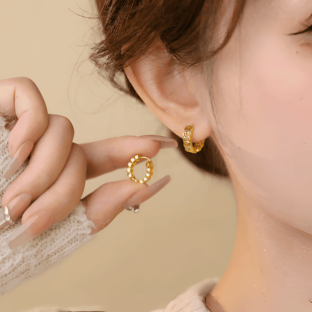 フープ ピアス フープ ピアス 鎖模様デザイン フープピアス
