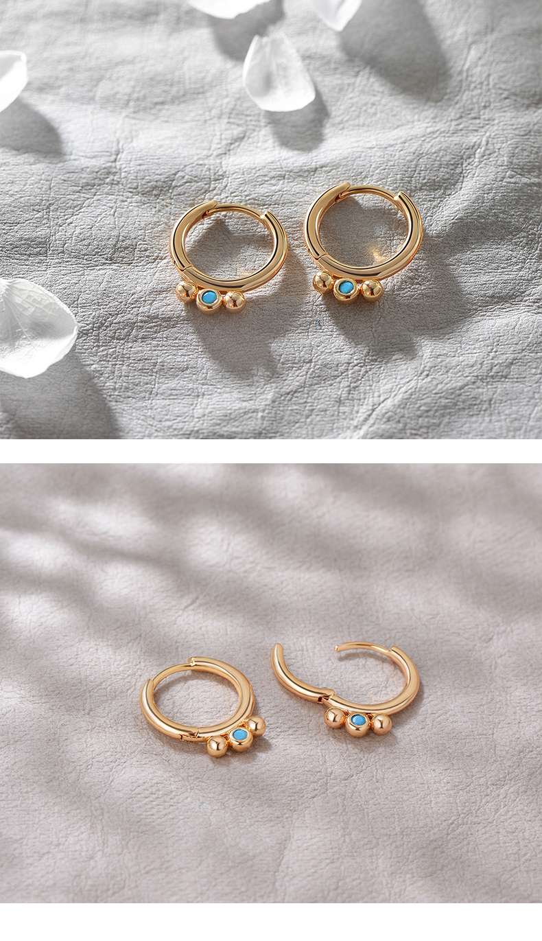 フープ ピアス 小石のフープ ターコイズ ピアス