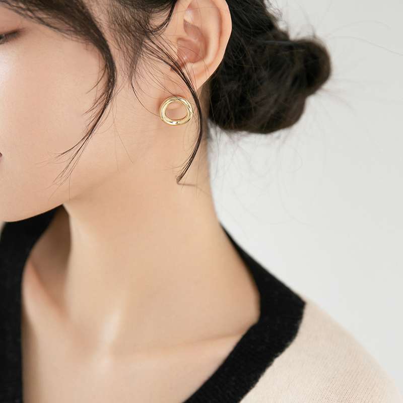 フープ ピアス シンプル二重円ピアス