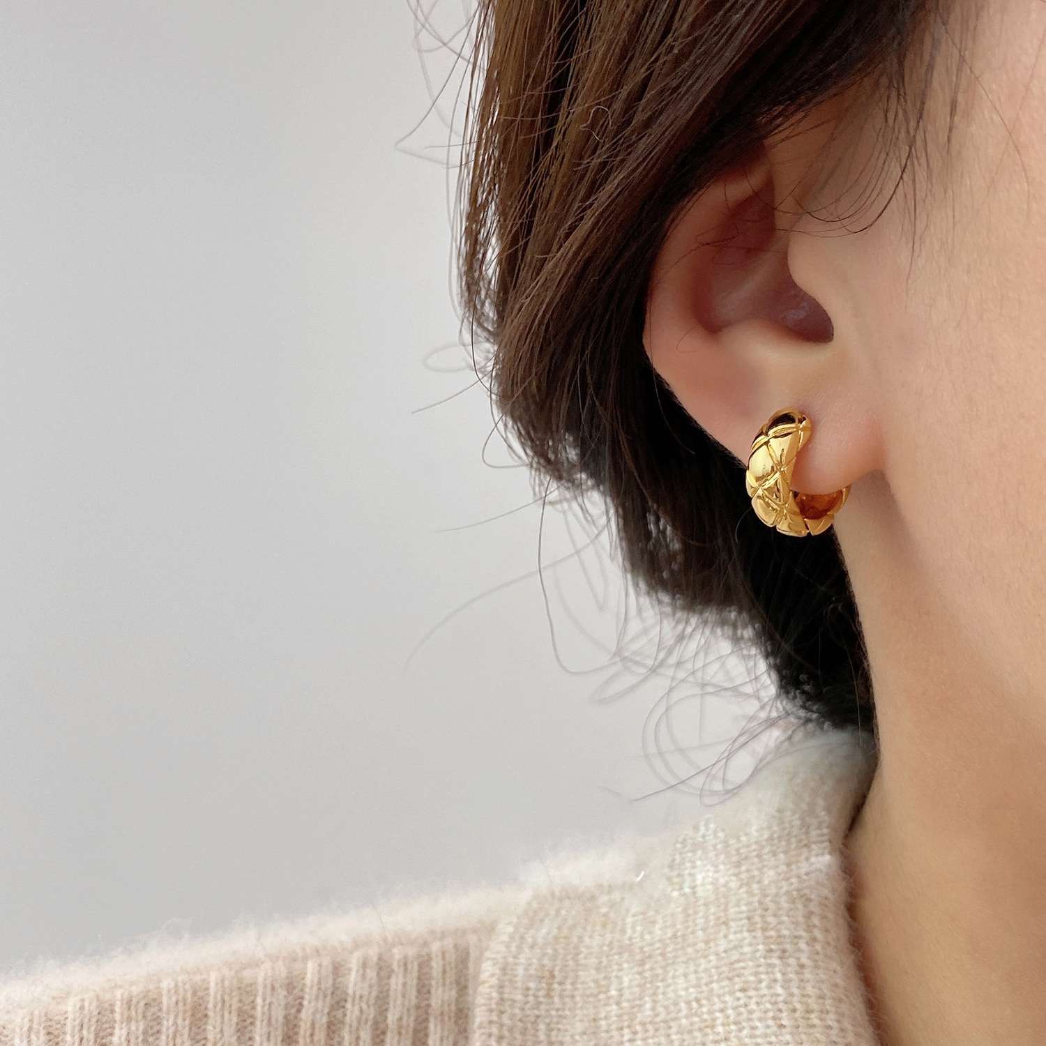キルティング フープ ピアス