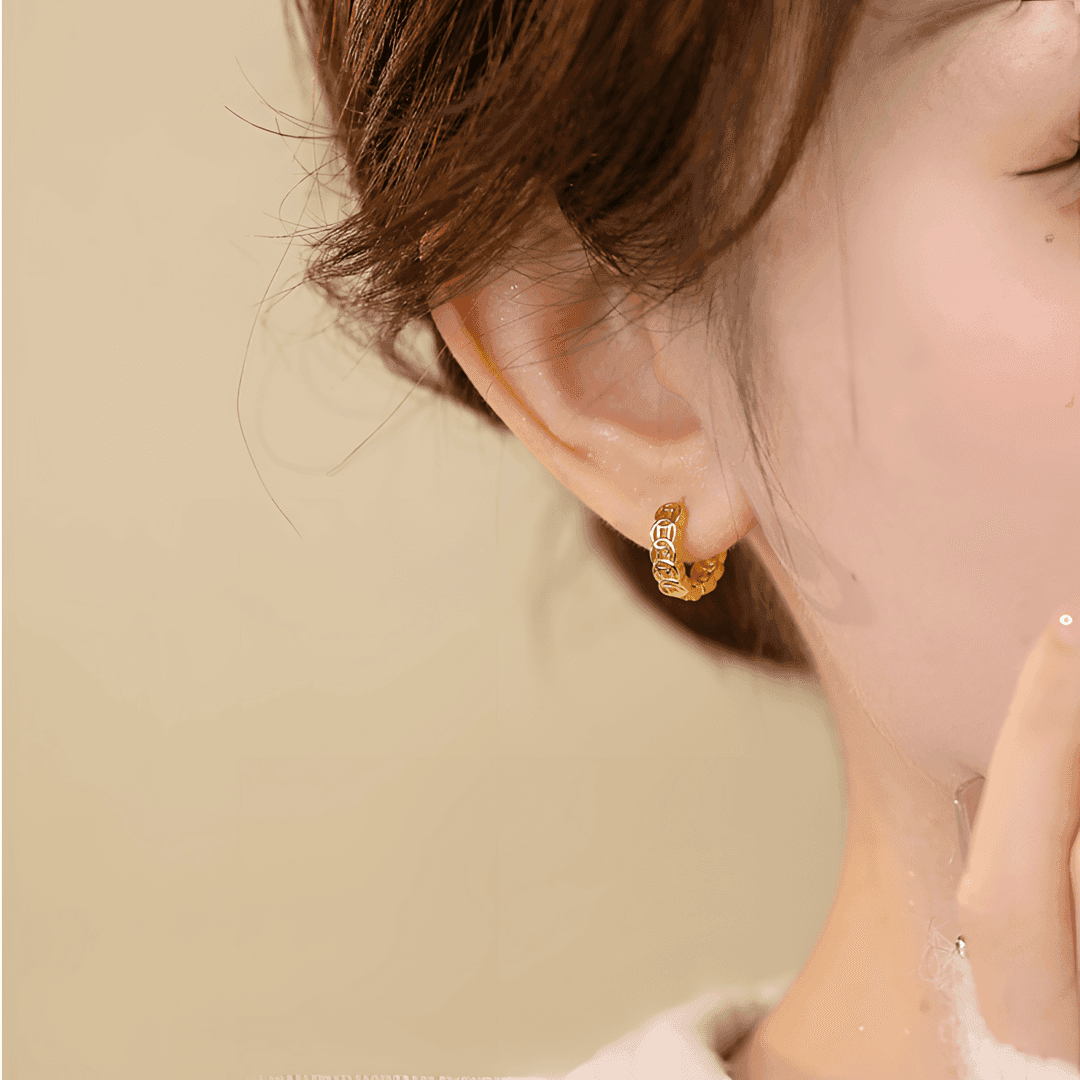 フープ ピアス フープ ピアス 鎖模様デザイン フープピアス