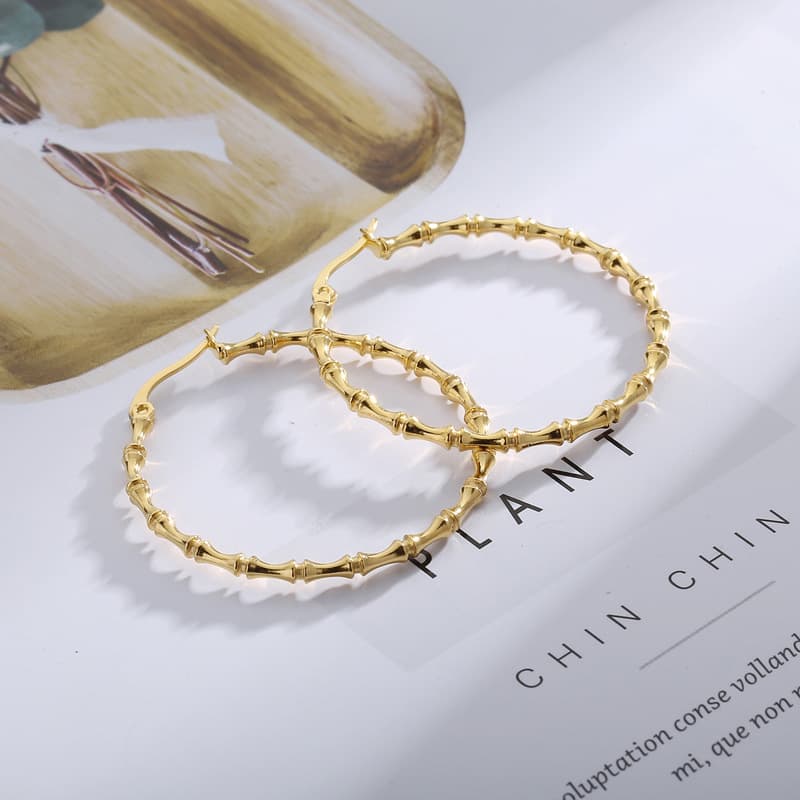 フープ ピアス 竹節模様フープピアス