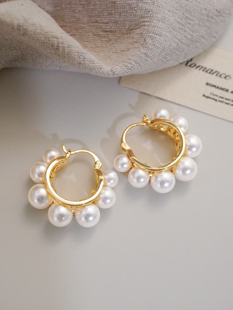 フープ ピアス フープ ピアス 真珠の花輪フープピアス