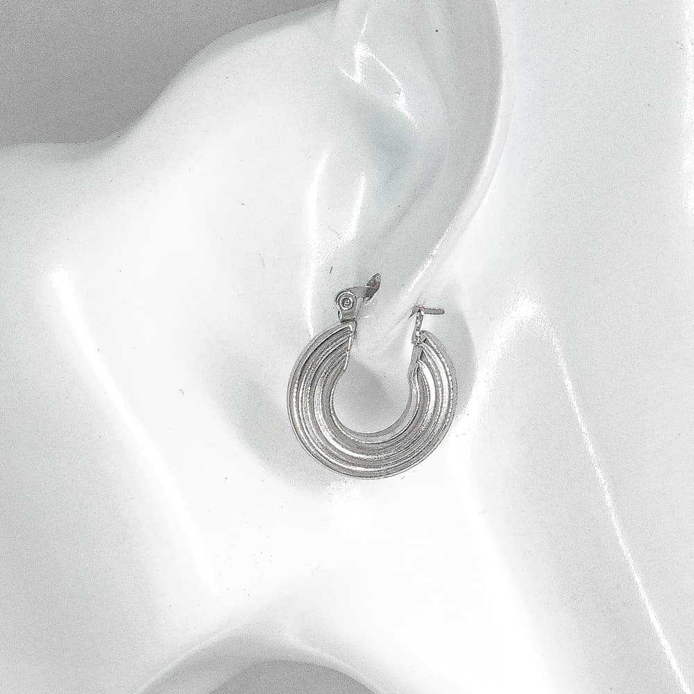 フープ ピアス 立体波紋 フープピアス