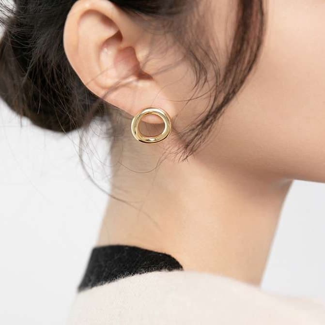 フープ ピアス シンプル二重円ピアス