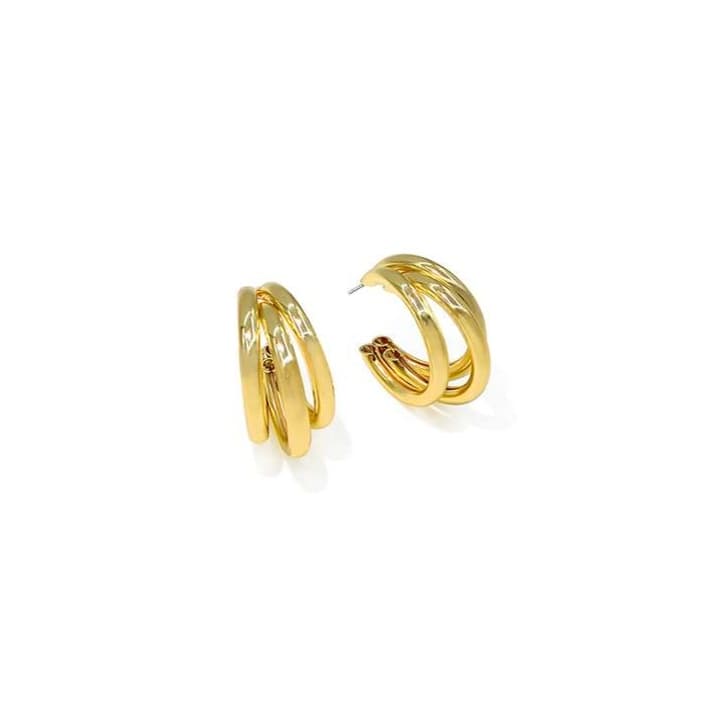 フープ ピアス 波うねり三重巻きフープピアス