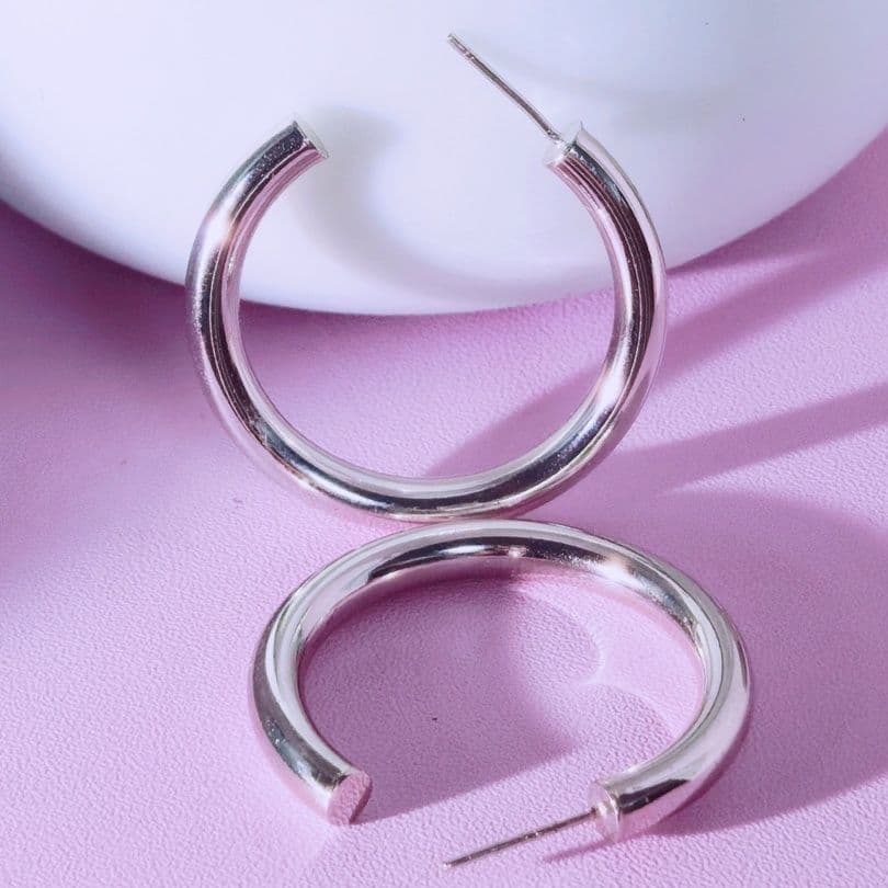 フープ ピアス 洗練シンプル太めフープピアス