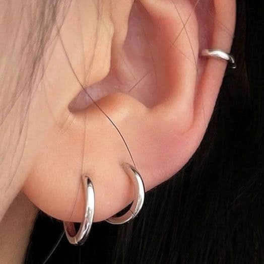 フープ ピアス シンプル輝き 純銀フープピアス