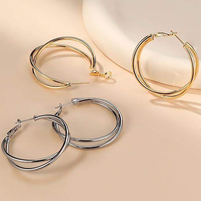 フープ ピアス フープ ピアス 二重輪 フープピアス