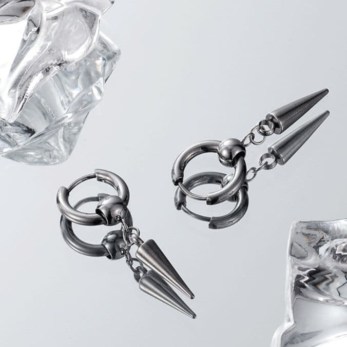 フープ ピアス フープ ピアス 尖り飾り付き小ぶりフープイヤリング