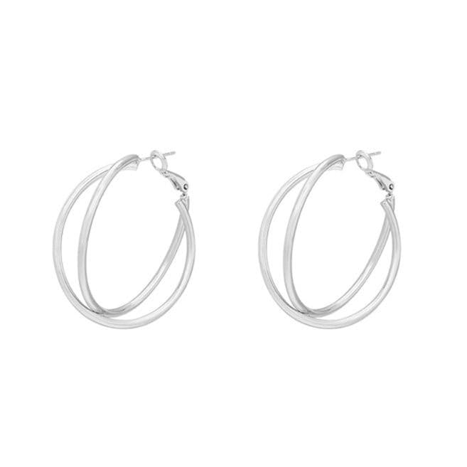 フープ ピアス フープ ピアス 二重輪の光沢フープピアス