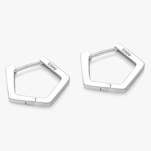 フープ ピアス 幾何学的 五角形 ミニマル フープ ピアス