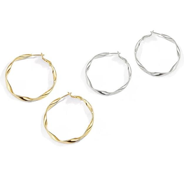 フープ ピアス フープ ピアス ねじれ波型輪っかピアス