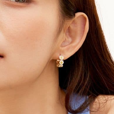 フープ ピアス デイジーフラワー フープ ピアス