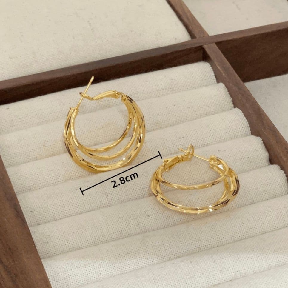 フープ ピアス フープ ピアス 二重輪 揺れる ゴールド フープピアス