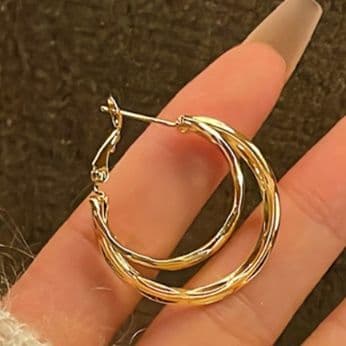 フープ ピアス フープ ピアス 二重輪 揺れる ゴールド フープピアス