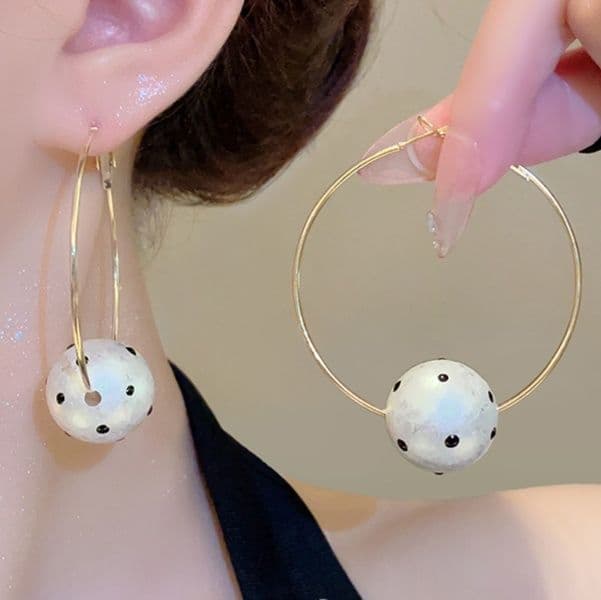 フープ ピアス フープ ピアス 天然石ドット模様フープイヤリング
