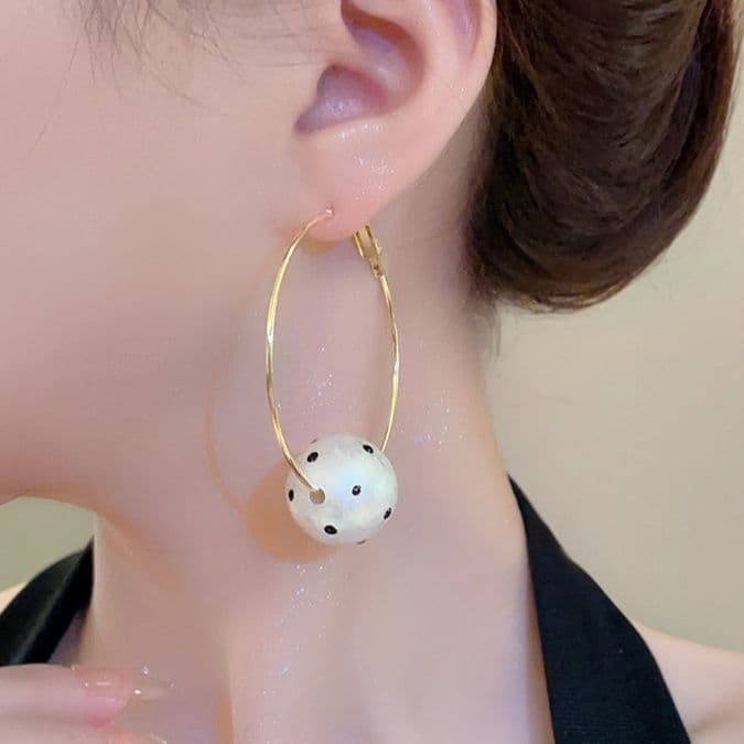 フープ ピアス フープ ピアス 天然石ドット模様フープイヤリング