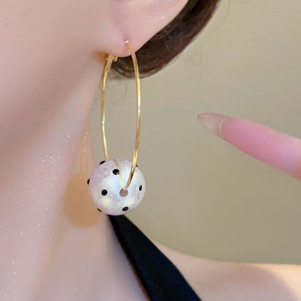 フープ ピアス フープ ピアス 天然石ドット模様フープイヤリング