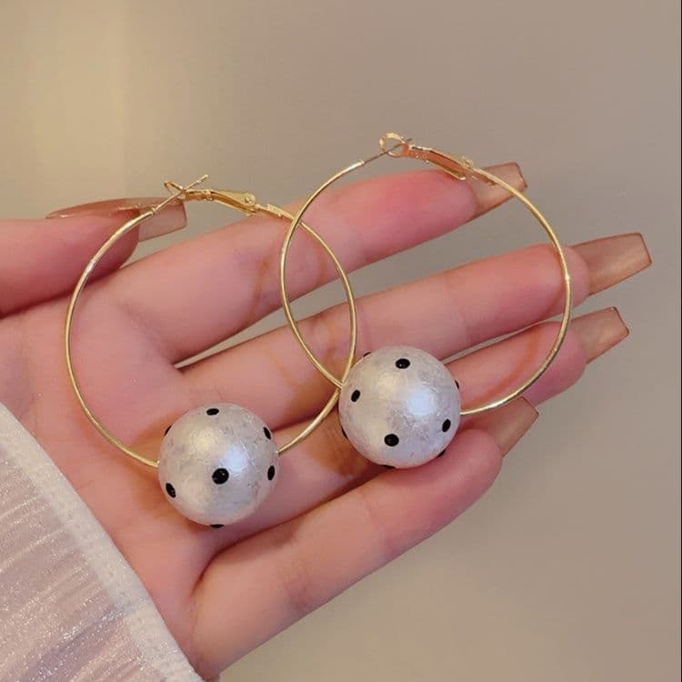 フープ ピアス フープ ピアス 天然石ドット模様フープイヤリング