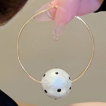 フープ ピアス フープ ピアス 天然石ドット模様フープイヤリング