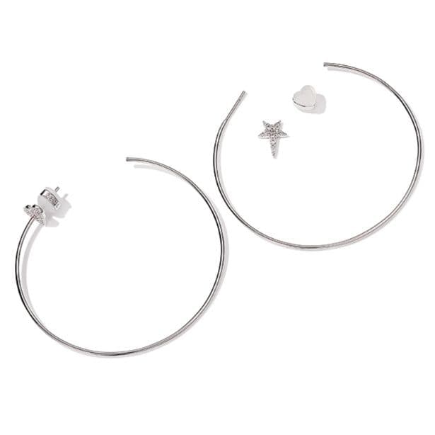 フープ ピアス フープ ピアス 星型チャーム付き細身フープイヤリング