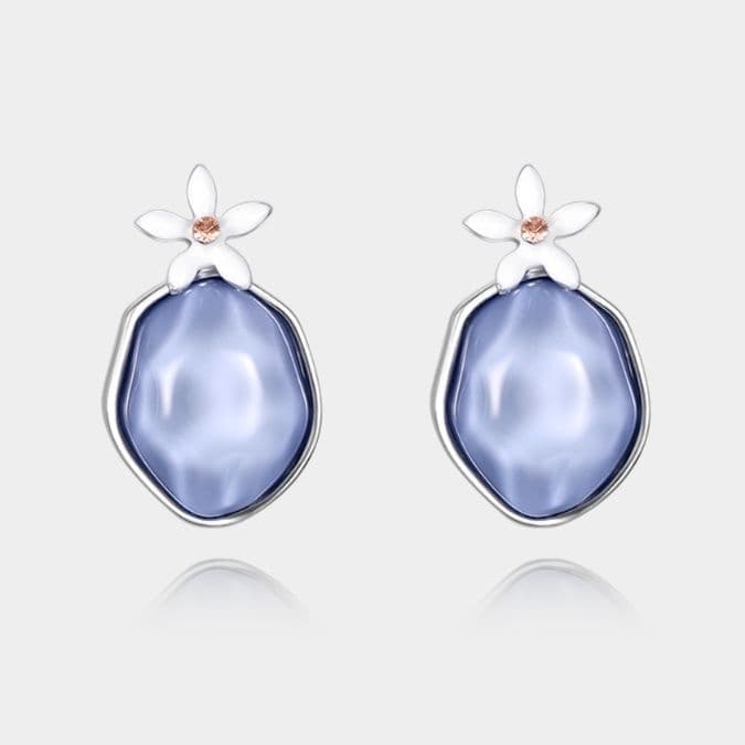 フープ ピアス フープ ピアス 花びら輝く水滴プラチナピアス