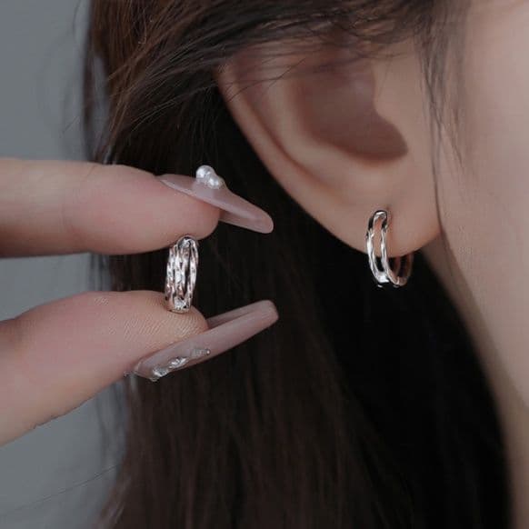 フープ ピアス フープ ピアス 波紋のささやき プラチナフープ