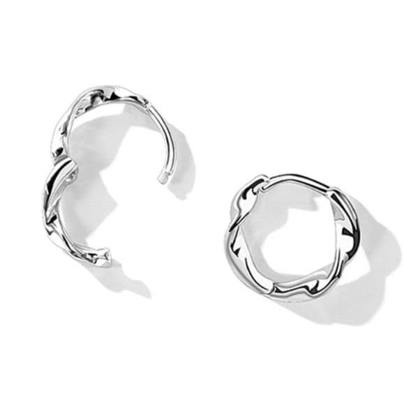フープ ピアス フープ ピアス 波紋模様のプラチナフープピアス