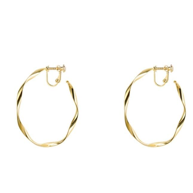 フープ ピアス フープ ピアス 優美なうねり楕円フープ