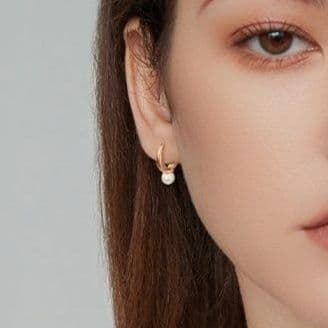 フープ ピアス フープ ピアス 真珠の雫 幾何学フープピアス