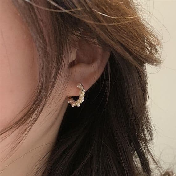フープ ピアス フープ ピアス 小粒パール輝く月夜のフープ