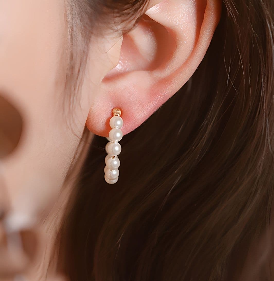 フープ ピアス フープ ピアス 優美な真珠輪フープピアス