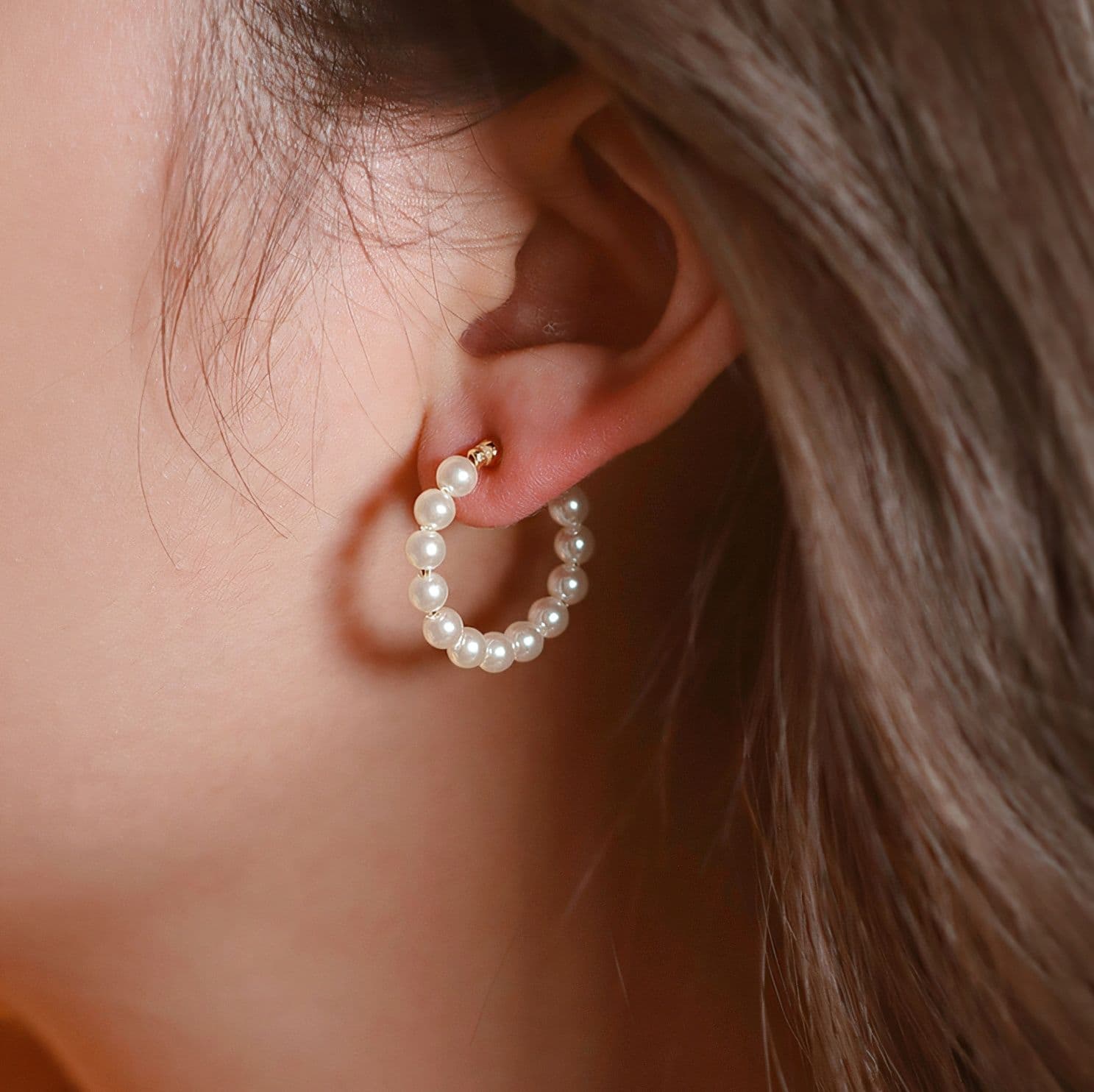 フープ ピアス フープ ピアス 優美な真珠輪フープピアス