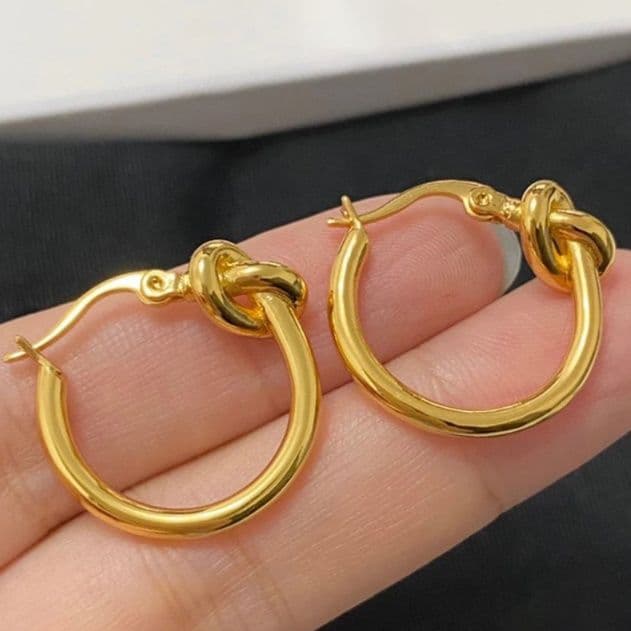 フープ ピアス フープ ピアス 結び目デザイン輪型耳飾り