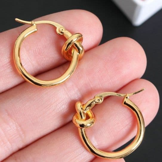 フープ ピアス フープ ピアス 結び目デザイン輪型耳飾り