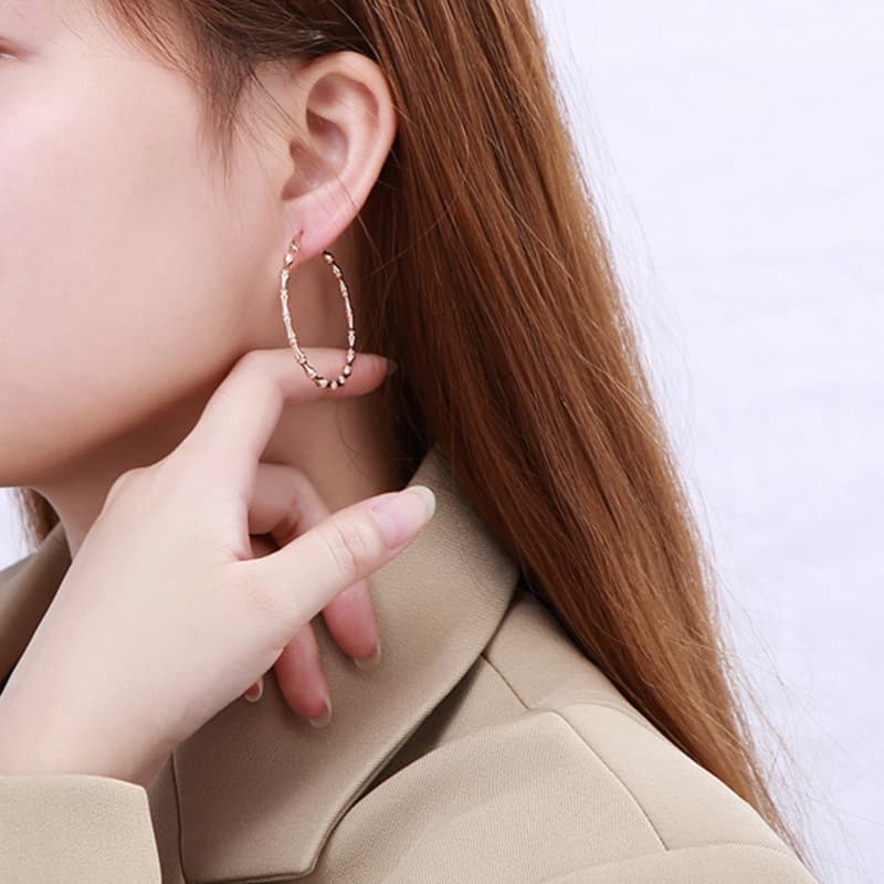 フープ ピアス 竹節模様フープピアス