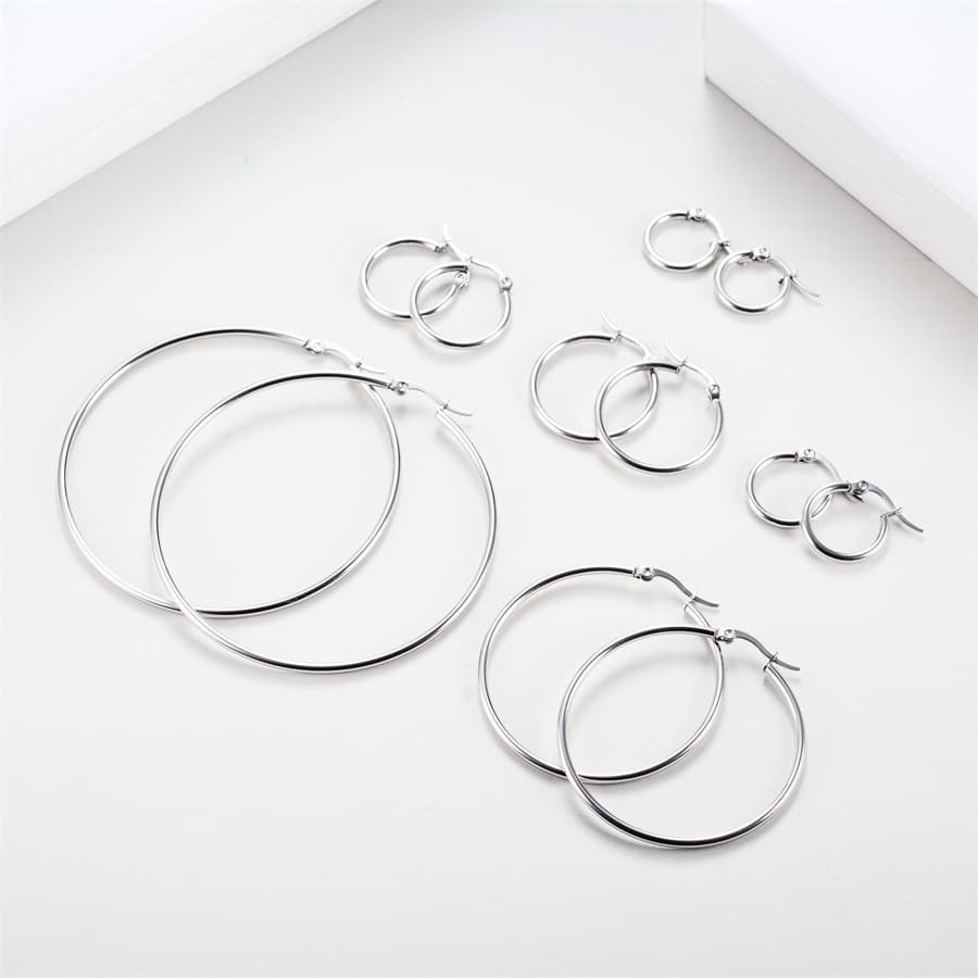 フープ ピアス シンプル輪環ステンレスピアス
